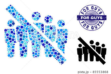 Distress FOR GUYS Round Guilloche Seal Stamp and No People Crowd Composition Icon of Round Dots 85553868