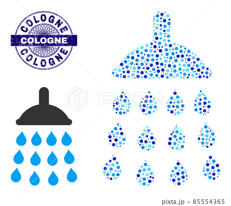 Distress COLOGNE Round Guilloche Seal Stamp and Shower Mosaic Icon of Round Dots Distress COLOGNE Round Guilloche Seal Stamp and Shower Mosaic Icon of Round Dots 85554365