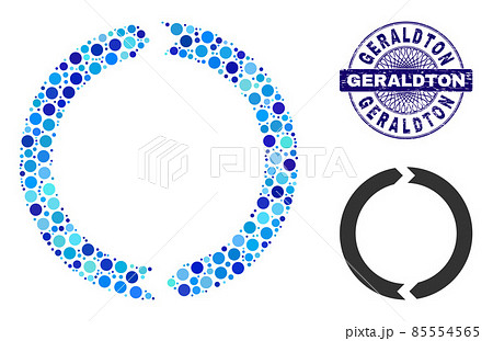 Textured GERALDTON Round Guilloche Stamp and Rotation Collage Icon of Round Dots 85554565