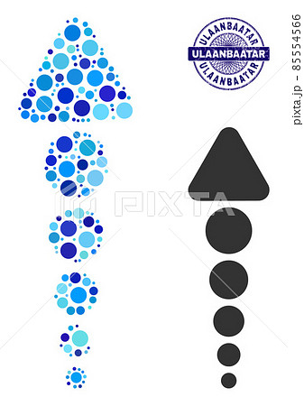 Textured ULAANBAATAR Round Guilloche Stamp and Arrow Up Composition Icon of Round Dots 85554566