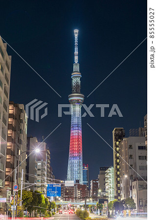 「東京都」東京スカイツリー 「日の丸」をイメージした特別ライトアップ 「東京都」東京スカイツリー 「日の丸」をイメージした特別ライトアップ 85555027