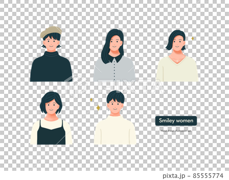 Illustration set of a smiling woman Upper body icon Illustration set of a smiling woman Upper body icon 85555774