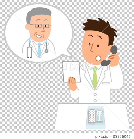 医師に疑義紹介する白衣の男性1 85556045