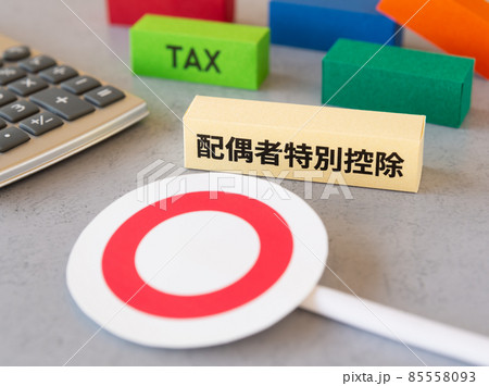 配偶者特別控除と丸印　控除制度　◯　控除　確定申告　年末調整 85558093