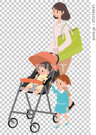 Going out with a mom and daughter pushing an isometric stroller 85558645