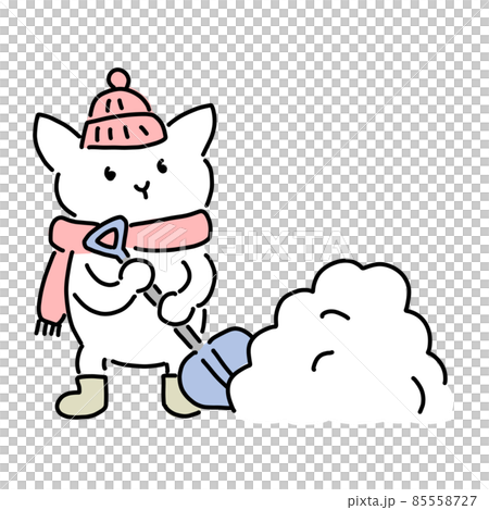 雪かきをするネコ　シャベル 85558727