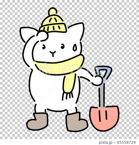 雪かきをするネコ　シャベル 85558729