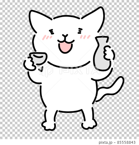 Loose illustration of a cat drinking sake Loose illustration of a cat drinking sake 85558843