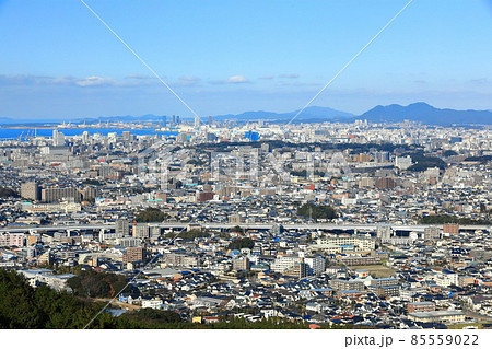 【福岡県】油山片江展望台から見た快晴の福岡市 85559022