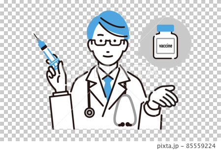 人物 注射器を持つ男性の医者 85559224