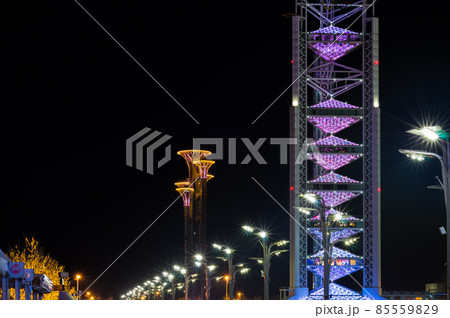 Night view of Olympic Park, venue of 2008 Summer Olympics in Beijing, China Night view of Olympic Park, venue of 2008 Summer Olympics in Beijing, China 85559829