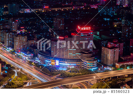 Panoramic night view of Beijing cityscape, view from Central Television Tower 85560323