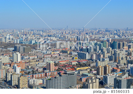 Aerial view of downtown Beijing, view from the Central Radio and TV Tower 85560335
