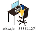 アイソメトリック風 PCを使う女性2 アイソメトリック風 PCを使う女性2 85561127