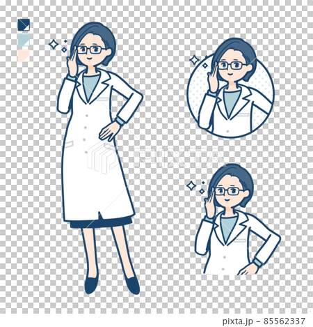一位身穿白大褂、戴眼鏡的女醫生的插圖 一位身穿白大褂、戴眼鏡的女醫生的插圖 85562337