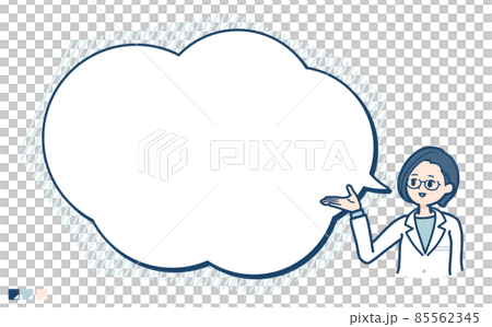 Illustration that a female doctor in a white coat explains with a balloon 85562345