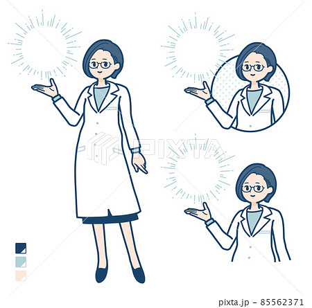 白衣を着た女性医師が光を操っているイラスト 85562371