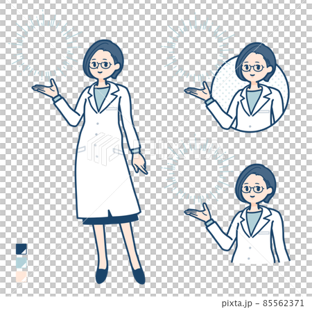 白衣を着た女性医師が光を操っているイラスト 85562371