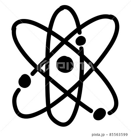 Hand drawn chemical structure of the atom icon in doodle style isolated. 85563599
