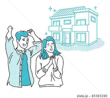新築の戸建て住宅と喜ぶ夫婦 85565290