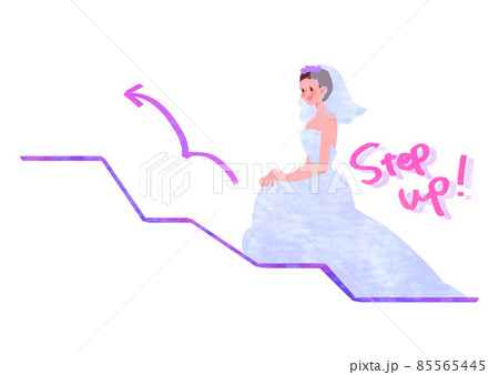 ステップアップするドレス姿の女性【結婚】 85565445
