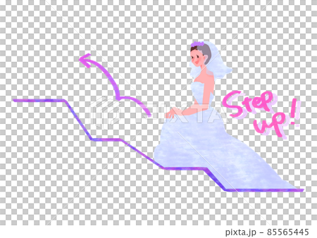 A woman in a dress stepping up [marriage] 85565445