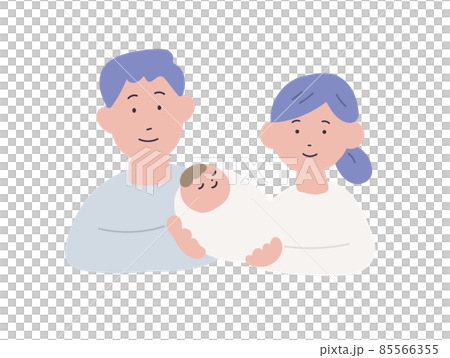 Hand-drawn style warm couple and baby illustration Hand-drawn style warm couple and baby illustration 85566355