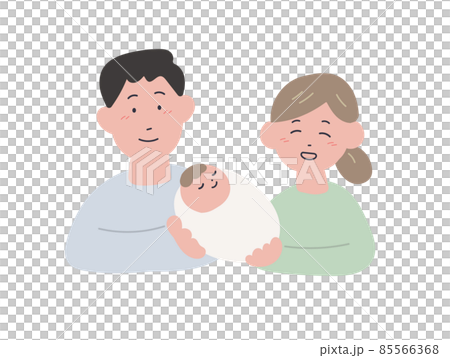 手繪風格溫馨情侶和寶寶插畫 手繪風格溫馨情侶和寶寶插畫 85566368