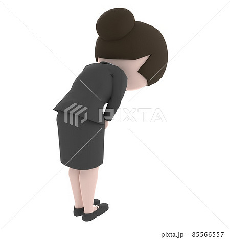 スーツを着てお辞儀をする女性の後ろ姿のイラスト素材