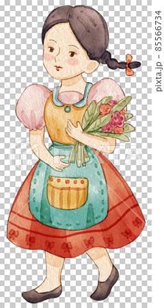 European folk farm character watercolor clipart png 85566734