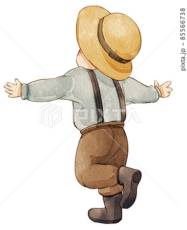 European folk farm character watercolor clipart png 85566738