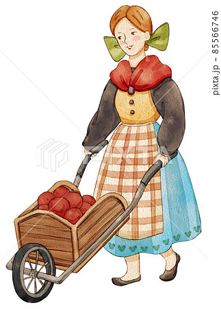 European folk farm character watercolor clipart png 85566746