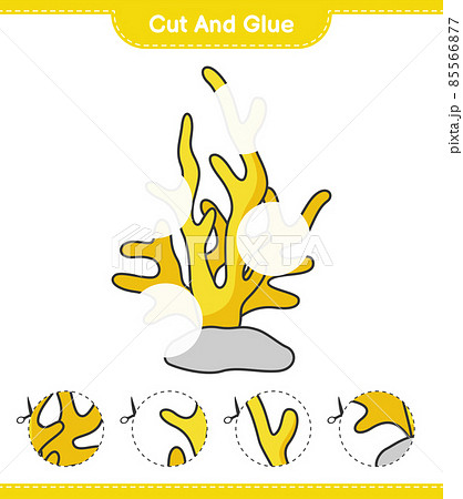 Cut and glue, cut parts of Coral and glue them. Educational children game, printable worksheet, vector illustration 85566877