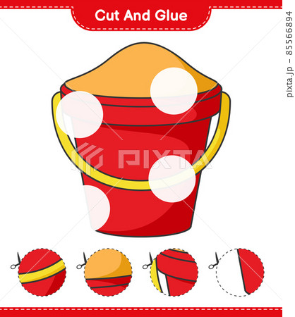 Cut and glue, cut parts of Sand Bucket and glue them. Educational children game, printable worksheet, vector illustration Cut and glue, cut parts of Sand Bucket and glue them. Educational children game, printable worksheet, vector illustration 85566894