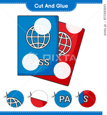 Cut and glue, cut parts of Passport and glue them. Educational children game, printable worksheet, vector illustration Cut and glue, cut parts of Passport and glue them. Educational children game, printable worksheet, vector illustration 85566895