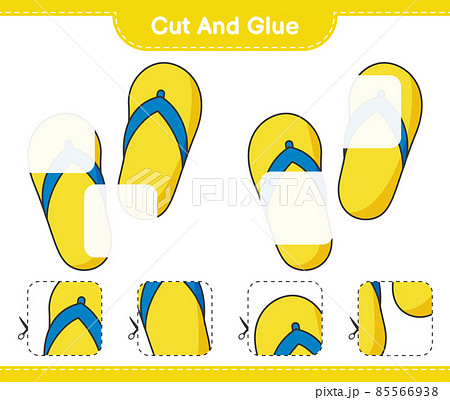 Cut and glue, cut parts of Flip Flop and glue them. Educational children game, printable worksheet, vector illustration 85566938