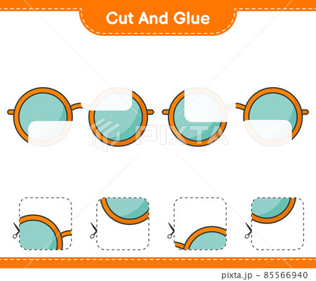 Cut and glue, cut parts of Sunglasses and glue them. Educational children game, printable worksheet, vector illustration Cut and glue, cut parts of Sunglasses and glue them. Educational children game, printable worksheet, vector illustration 85566940