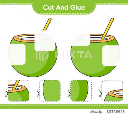 Cut and glue, cut parts of Coconut and glue them. Educational children game, printable worksheet, vector illustration Cut and glue, cut parts of Coconut and glue them. Educational children game, printable worksheet, vector illustration 85566943