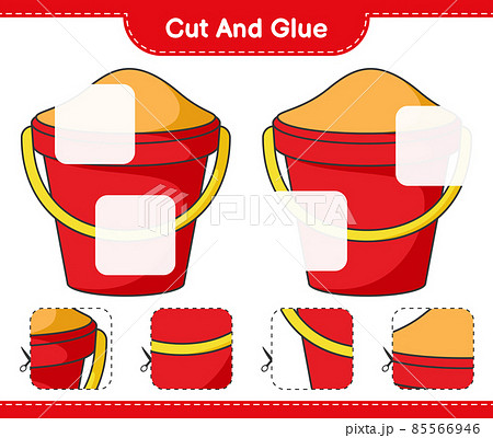 Cut and glue, cut parts of Sand Bucket and glue them. Educational children game, printable worksheet, vector illustration Cut and glue, cut parts of Sand Bucket and glue them. Educational children game, printable worksheet, vector illustration 85566946