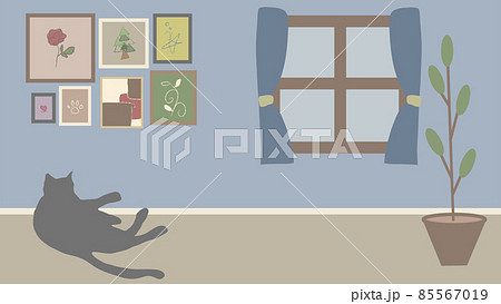 猫のいる部屋 リモート背景 ブルー 猫のいる部屋 リモート背景 ブルー 85567019
