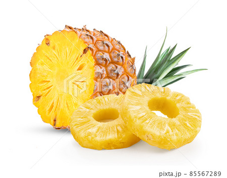 pineapple slices isolated on the white pineapple slices isolated on the white 85567289