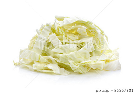 Slice Cabbage on whie 85567301
