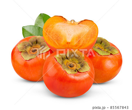 Ripe persimmons isolated on white background Ripe persimmons isolated on white background 85567843