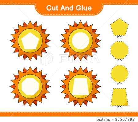Cut and glue, cut parts of Sun and glue them. Educational children game, printable worksheet, vector illustration 85567895