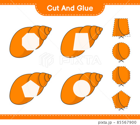 Cut and glue, cut parts of Sea Shells and glue them. Educational children game, printable worksheet, vector illustration 85567900