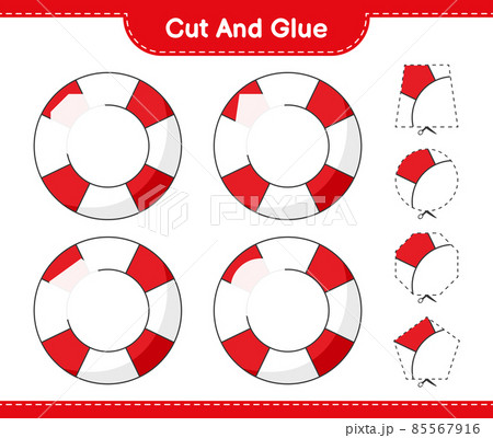 Cut and glue, cut parts of Lifebuoy and glue them. Educational children game, printable worksheet, vector illustration Cut and glue, cut parts of Lifebuoy and glue them. Educational children game, printable worksheet, vector illustration 85567916