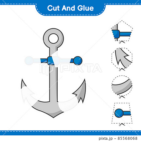 Cut and glue, cut parts of Anchor and glue them. Educational children game, printable worksheet, vector illustration Cut and glue, cut parts of Anchor and glue them. Educational children game, printable worksheet, vector illustration 85568068