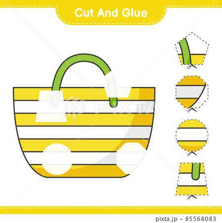 Cut and glue, cut parts of Beach Bag and glue them. Educational children game, printable worksheet, vector illustration Cut and glue, cut parts of Beach Bag and glue them. Educational children game, printable worksheet, vector illustration 85568083