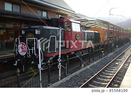 京都の嵯峨野トロッコ列車　春の嵯峨駅 85568190