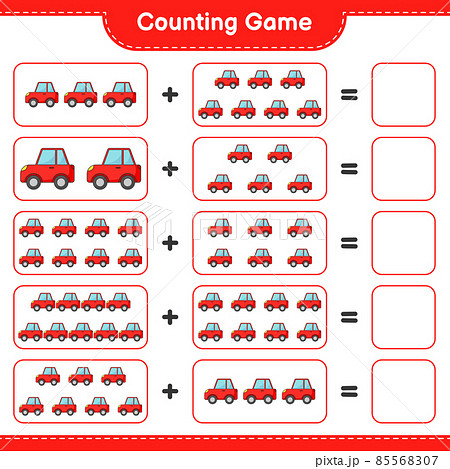 Count and match, count the number of Car and match with the right numbers. Educational children game, printable worksheet, vector illustration Count and match, count the number of Car and match with the right numbers. Educational children game, printable worksheet, vector illustration 85568307